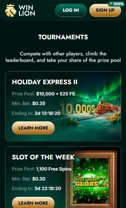 WinLion casino tournaments